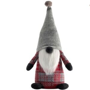 Pottery Barn Gnome Standing Holiday Decor RARE Plaid Stuffed Figure Large NWT!